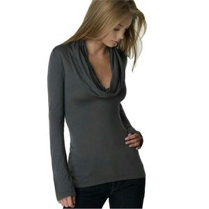 Splendid Thermal Knit Long Sleeve Cowlneck Gray Size Small